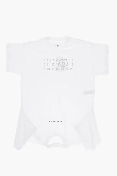 Maison Margiela Mm6 Cotton Tee Dress With Frontal Monogram In Pink