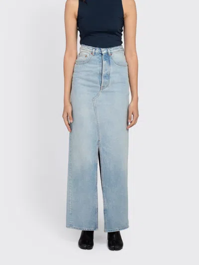 Maison Margiela Mm6 Denim Long Skirt In Blue