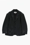 Maison Margiela Mm6 Faux Leather Blazer With 2-buttons And Flap Pockets In Black