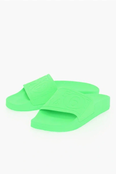 Maison Margiela Mm6 Fluo Effect Solid Colour Slides In Green