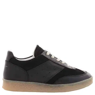 Pre-owned Maison Margiela Mm6 Ladies Black Panelled Low-top Court Sneakers