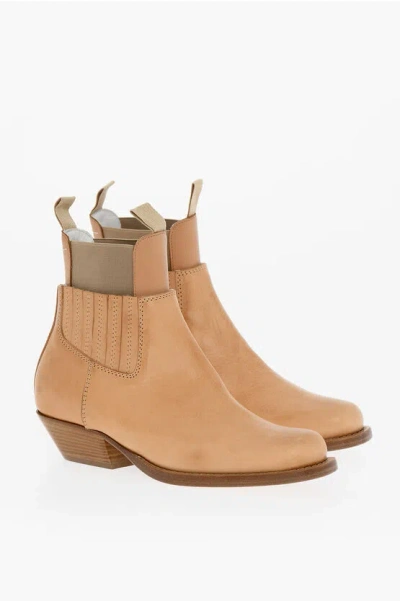 Maison Margiela Mm6 Leather Western Ankle-boots In Brown