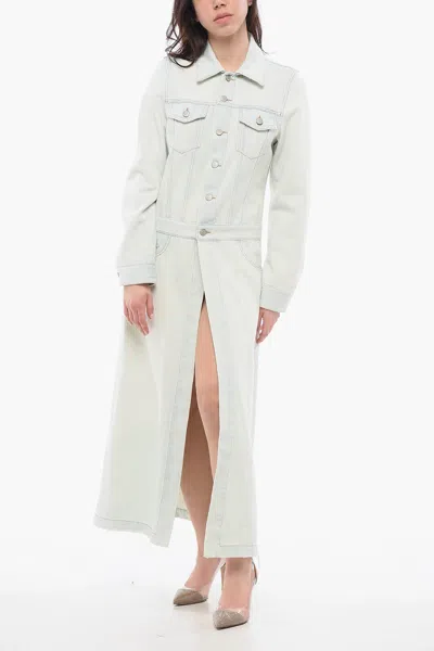 Maison Margiela Mm6 Lightweight Denim Coat With Vintage Wash In Blue