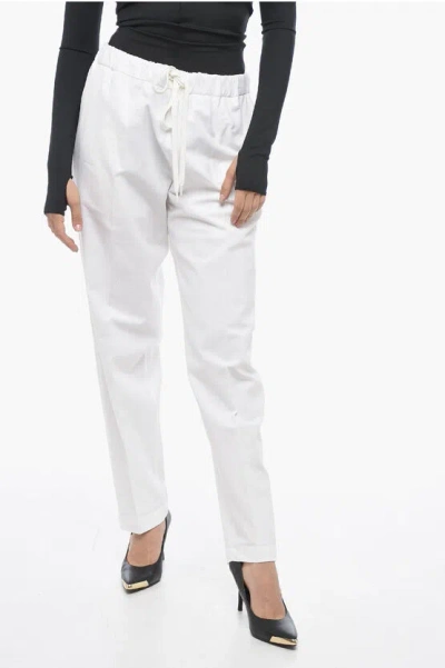 Maison Margiela Mm6 Linen Blend Drawstringed Pants In White