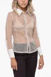 Maison Margiela Mm6 Long Sleeved Mesh Shirt In Beige
