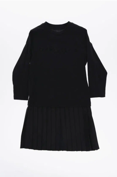 Maison Margiela Mm6 Long Sleeves Dress With Pleat In Black
