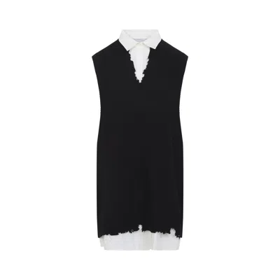 Maison Margiela Mm6  Black Cotton Mini Dress In Multi