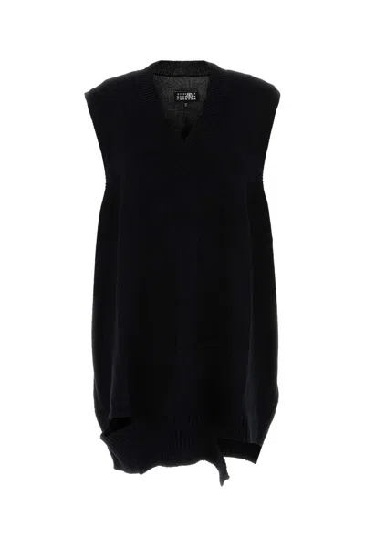Maison Margiela Mm6  Black Wool And Acrylic Mini Dress