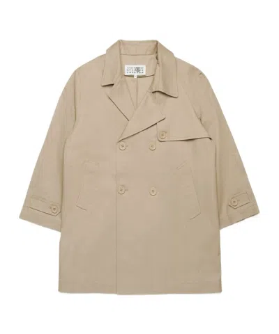 Maison Margiela Mm6  Kids Double-breasted Trench Coat In Nude