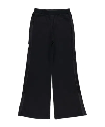 Maison Margiela Mm6  Kids Logo Embroidered Wide-leg Pants In Black