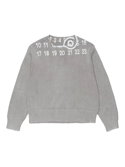 Maison Margiela Mm6  Kids Number Printed Crewneck Jumper In Gray