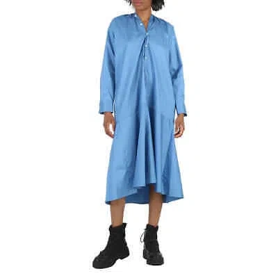 Pre-owned Maison Margiela Mm6  Ladies Prussian Blue Asymmetric Cotton Shirt Dress, Brand