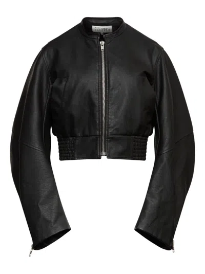 Maison Margiela Mm6  Leather Effect Bomber Jacket In Black