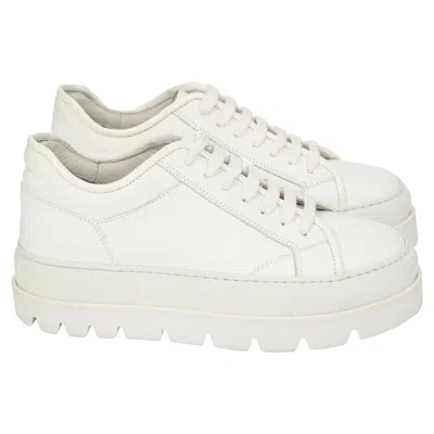 Maison Margiela Mm6  Leather Platform Sneakers In White Leather