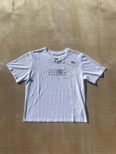 Pre-owned Maison Margiela Mm6  Logo Printed Destroyed T-shirt In White