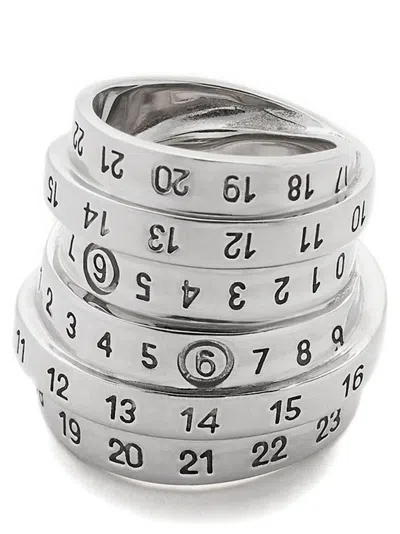 Maison Margiela Mm6  Logo Ring In Silver