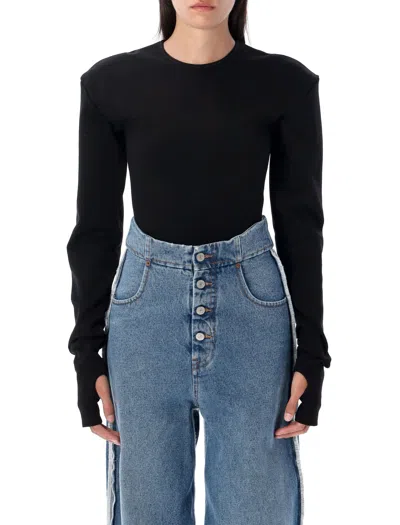 Maison Margiela Mm6  Ls Bodysuit In Black