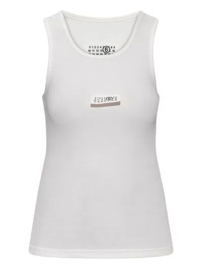 Maison Margiela Mm6  Mm6  Ribbed Jersey Tank Top In White