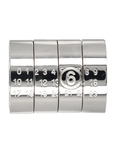 Maison Margiela Mm6  Mm6  Stacked Numeric Metal Ring In Silver