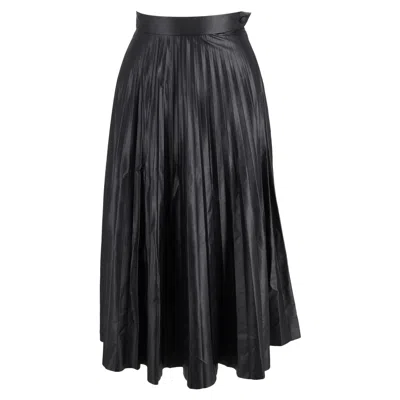 Maison Margiela Mm6  Pleated Midi Skirt In Faux Leather In Black