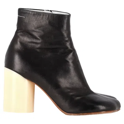 Maison Margiela Mm6  Square-toe Ankle Booties In Black Leather