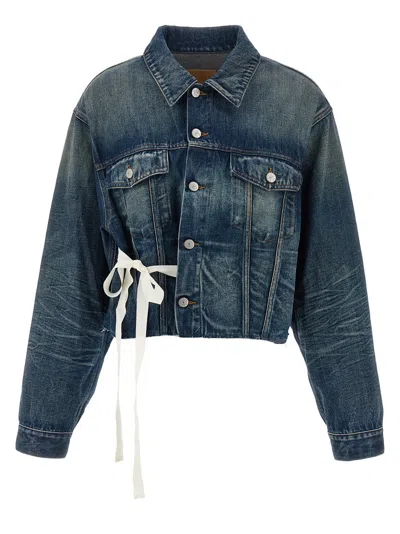 Maison Margiela Mm6  Tape Denim Jacket In Blue