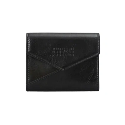 Pre-owned Maison Margiela Mm6  Trifold Wallet With Coin Purse Japanese 6 Flap Wallet In Black