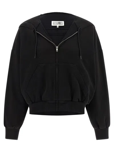 Maison Margiela Mm6  Trompe L'oeil Hoodie In Black