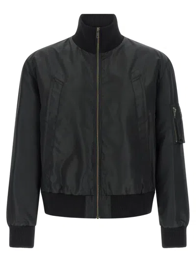 Maison Margiela Mm6  'white Stitch Line' Bomber Jacket In Black