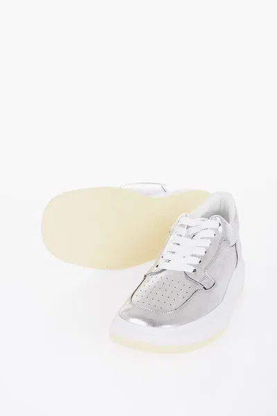 Maison Margiela Mm6 Metallized Effect Low-top Sneakers In Silver