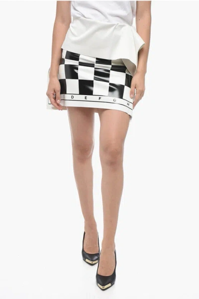 Maison Margiela Mm6 Off-shoulder Chessboard Eco-leather Top In White