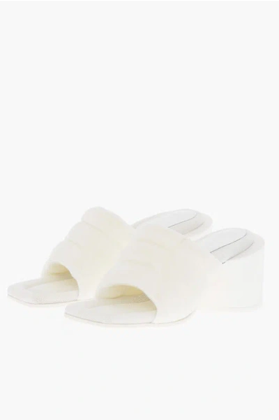 Maison Margiela Mm6 Padded Mules With Squre Toe 7cm In White