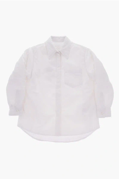 Maison Margiela Mm6 Padded Solid Color Overshirt In White
