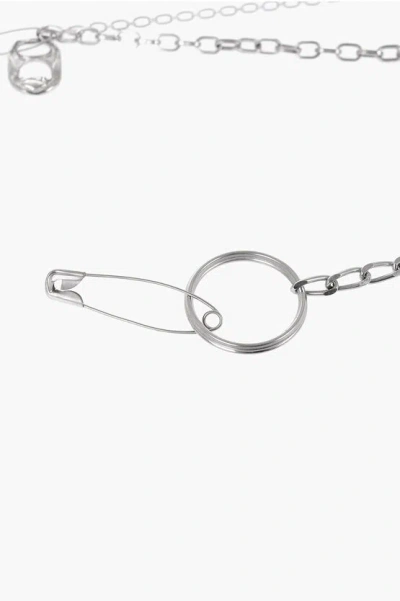Maison Margiela Mm6 Pins With Safety Pins And Chains Desing In Gray