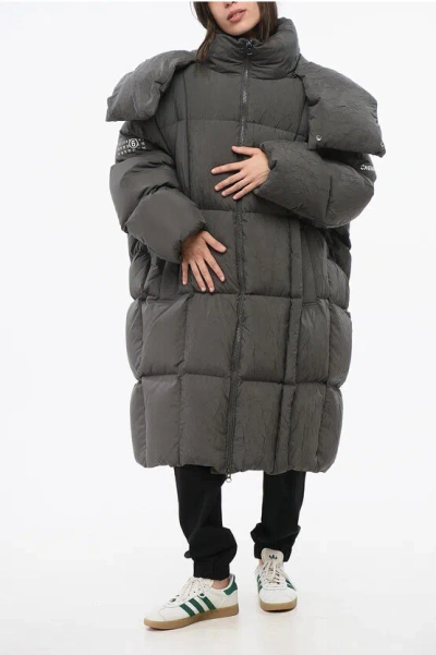 Maison Margiela Mm6 Quilted Maxi Down Jacket With Removable Hood