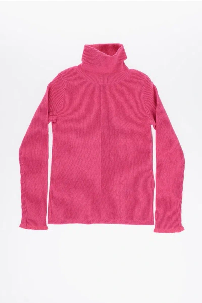 Maison Margiela Mm6 Ribbed Cotton And Cashmere Turtle-neck Sweater In Pink