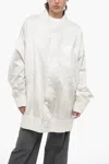 Maison Margiela Mm6 Satin Oversized Bomber Jacket With Vintage Effect In White