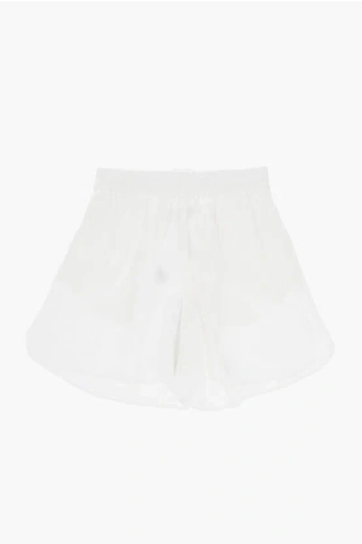 Maison Margiela Mm6 Satin Shorts With Drawstring Waist In White