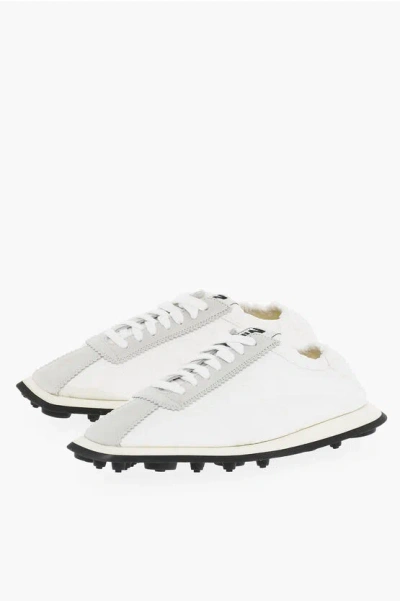Maison Margiela Mm6 Square Toe Low Top Trainers With Suede Trims In White