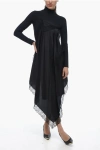Maison Margiela Mm6 Stretch Sheath Dress With Satin And Lace Drape