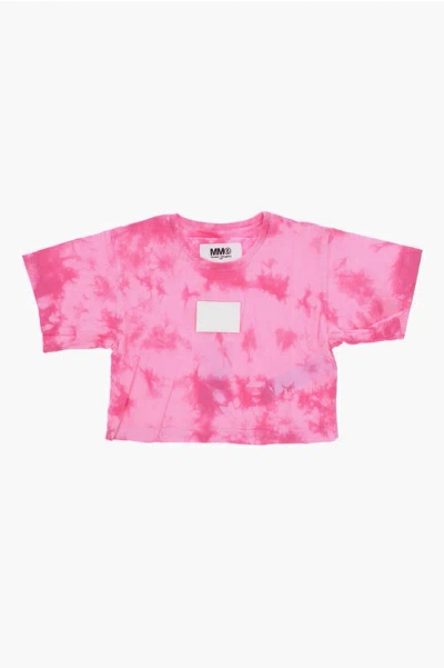 Maison Margiela Mm6 Tie Dye Effect Crew-neck T-shirt In Metallic
