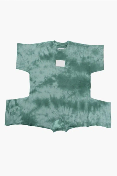 Maison Margiela Mm6 Tie Dye Effect Oversized Tee Dress In Metallic