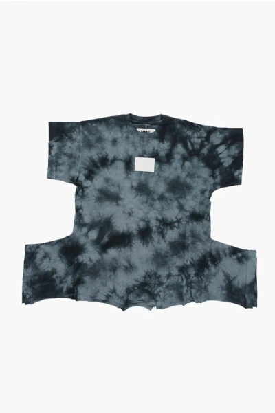 Maison Margiela Mm6 Tie-dye Effect Short Sleeve Tee Dress In Metallic