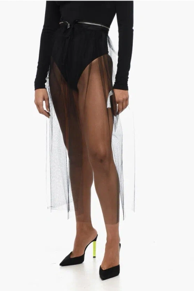 Maison Margiela Mm6 Tulle Skirt With Zipped Waist In Black