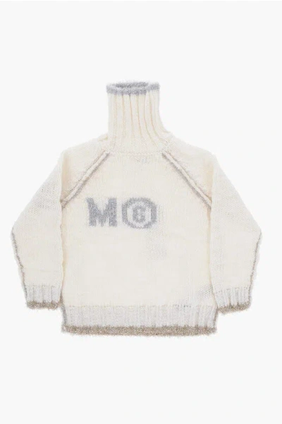 Maison Margiela Mm6 Turtleneck Sweater With Lurex Details In White