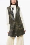 Maison Margiela Mm6 V-neck Leather Maxi Jacket