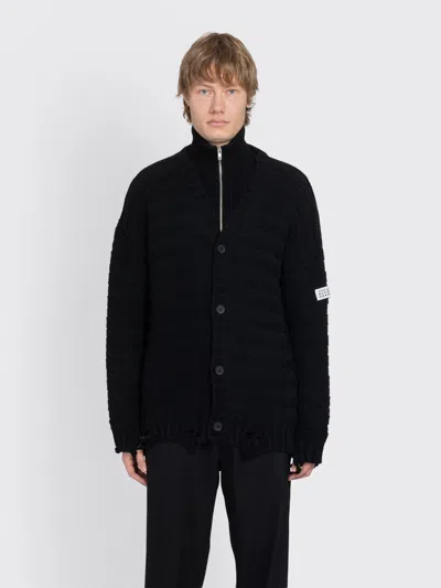 Maison Margiela Mm6 V-neck Wool Cardigan In Black