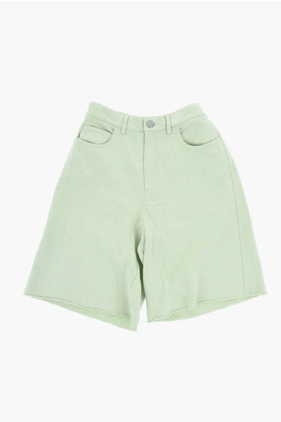 Maison Margiela Mm6 Vintage Effect Cotton Shorts In Yellow