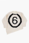 MAISON MARGIELA MM6 WOOL BLEND CREW-NECK SWEATER WITH ASYMMETRICAL HEM