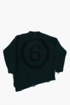 Maison Margiela Mm6 Wool Blend Crew-neck Sweater With Asymmetrical Hem